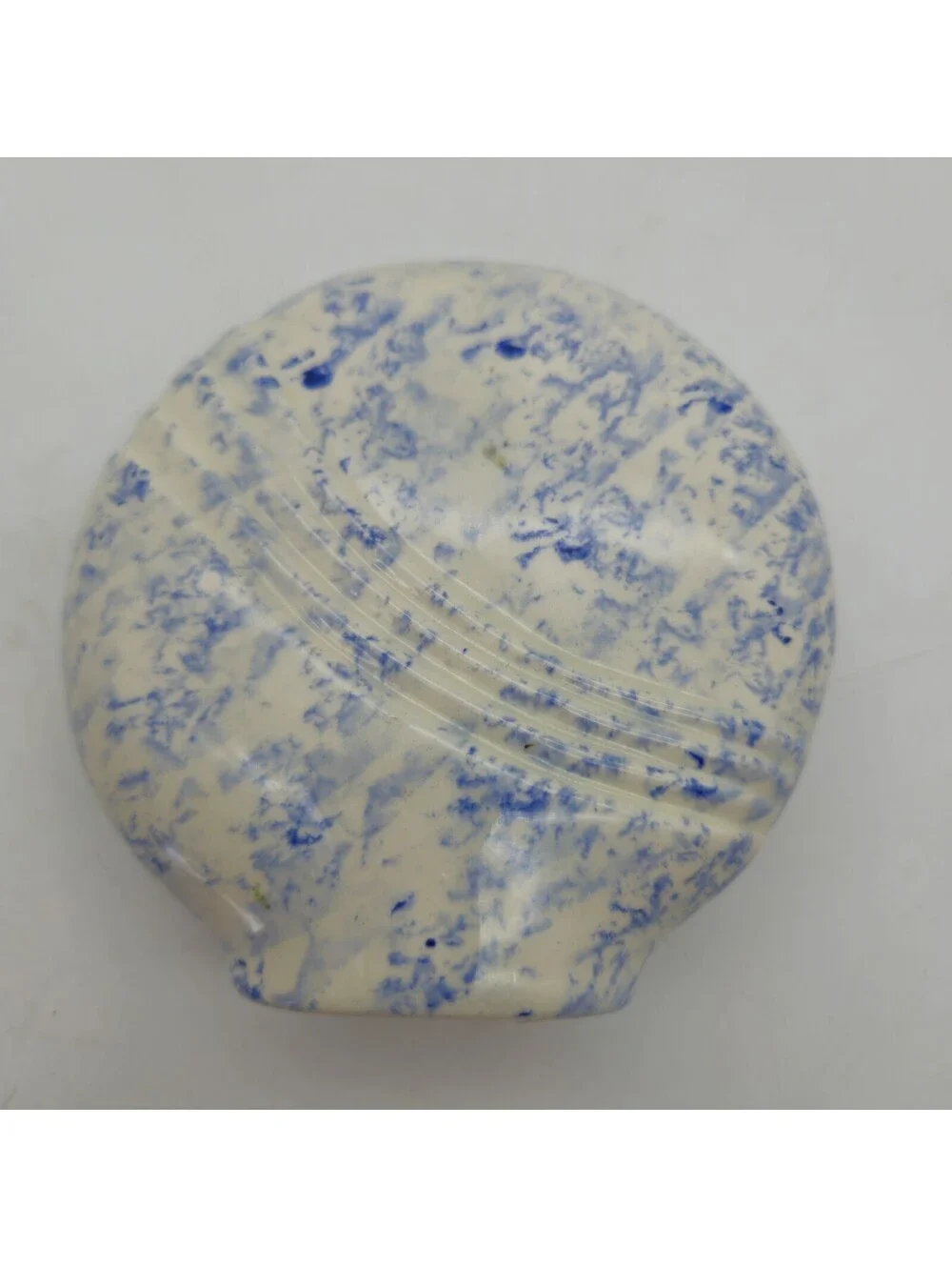 Blue Spongewear Small Ceramic Bud Vase With Grooved Accents 3.75x3.75x1.25